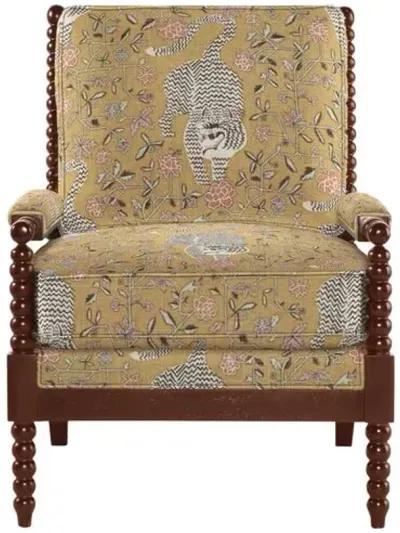 Bankwood Spindle Chair - Tiger Print - Handcrafted - Yellow