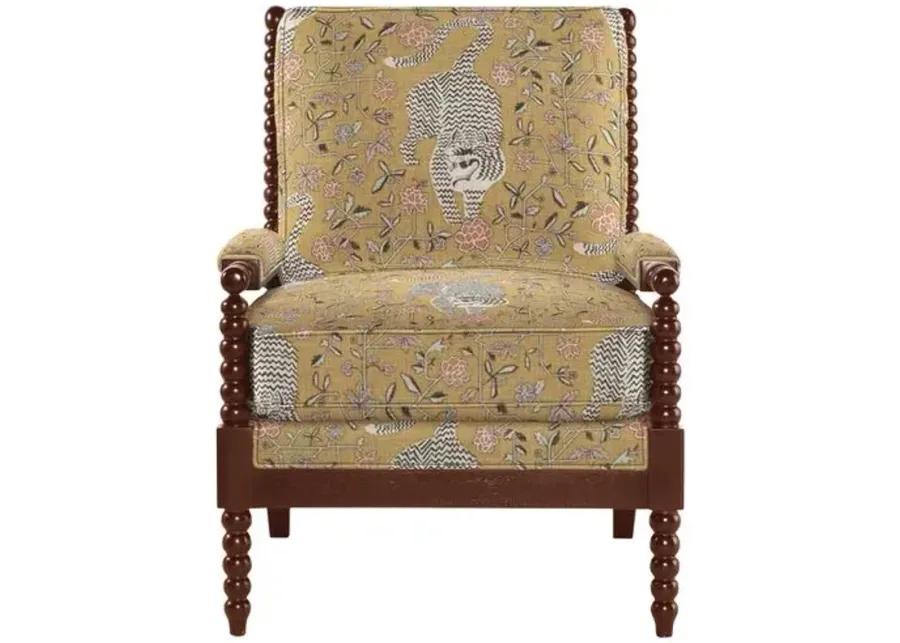 Bankwood Spindle Chair - Tiger Print - Handcrafted - Yellow