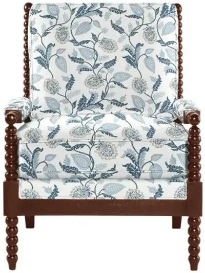 Bankwood Spindle Chair - Reid Indigo Floral - Handcrafted - Blue