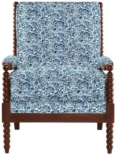 Bankwood Spindle Chair - Aurora Indigo Floral - Handcrafted - Blue