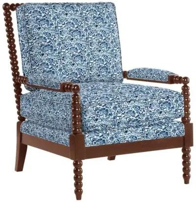 Bankwood Spindle Chair - Aurora Indigo Floral - Handcrafted - Blue