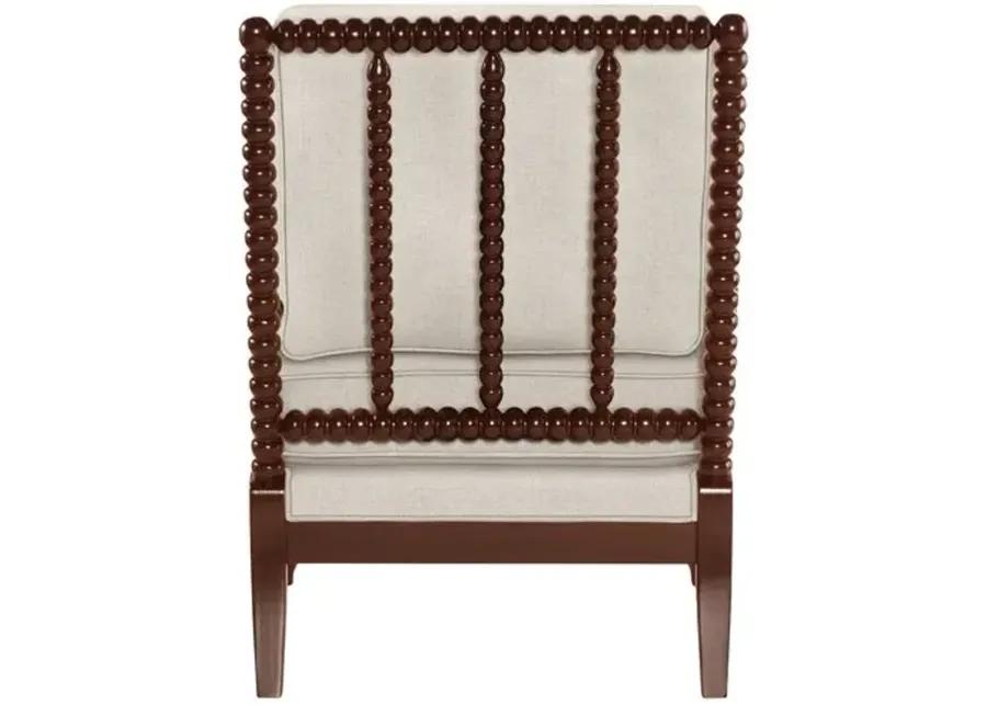 Bankwood Spindle Chair - Crypton Linen - Handcrafted - Ivory