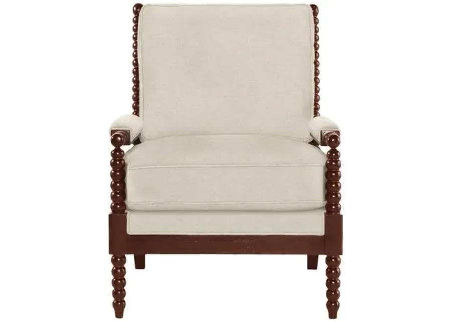 Bankwood Spindle Chair - Crypton Linen - Handcrafted - Ivory