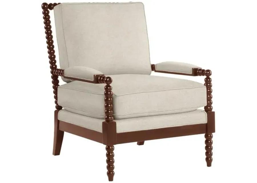 Bankwood Spindle Chair - Crypton Linen - Handcrafted - Ivory