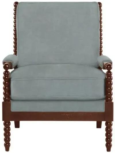 Bankwood Spindle Chair - Crypton Linen - Handcrafted - Blue