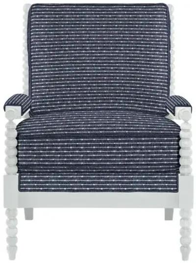 Bankwood White Spindle Chair - Marina Stripe - Handcrafted - Blue