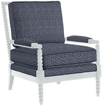 Bankwood White Spindle Chair - Marina Stripe - Handcrafted - Blue