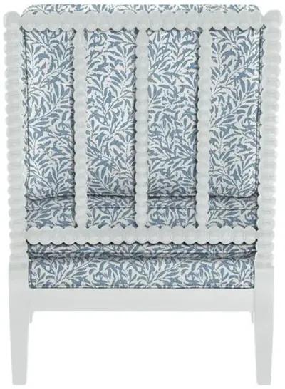 Bankwood White Spindle Chair - Lunden Floral - Handcrafted - Blue