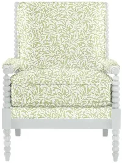 Bankwood White Spindle Chair - Lunden Floral - Handcrafted - Green