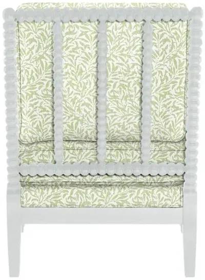 Bankwood White Spindle Chair - Lunden Floral - Handcrafted - Green