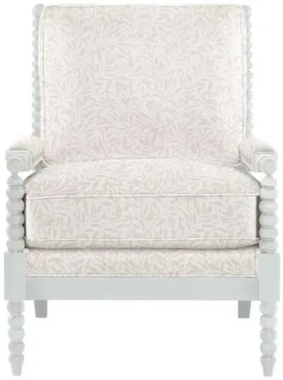 Bankwood White Spindle Chair - Lunden Floral - Handcrafted - Ivory