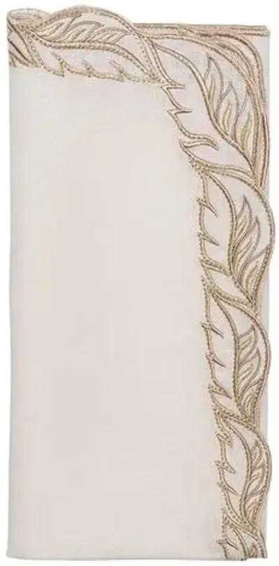 Set of 4 Winding Vines Napkins - Kim Seybert - Beige