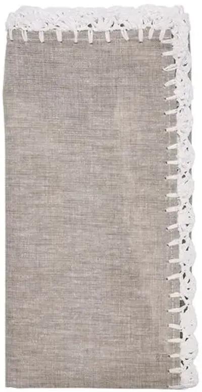 Set of 4 Shell Edge Napkins - Kim Seybert - Gray