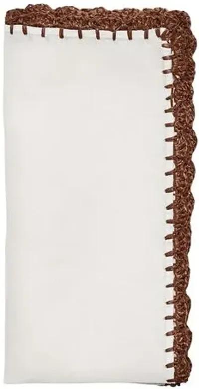 Set of 4 Shell Edge Napkins - Kim Seybert - Brown