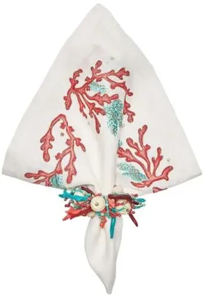 Set of 4 Coral Spray Napkins - Kim Seybert - Multi