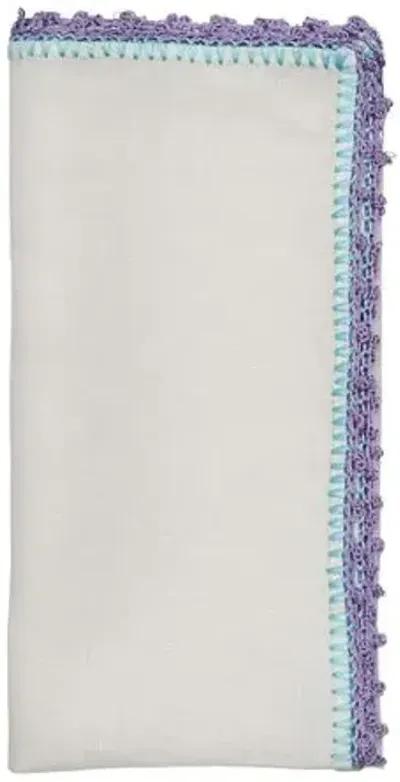 Set of 4 Knotted Edge Napkins - Kim Seybert - Purple