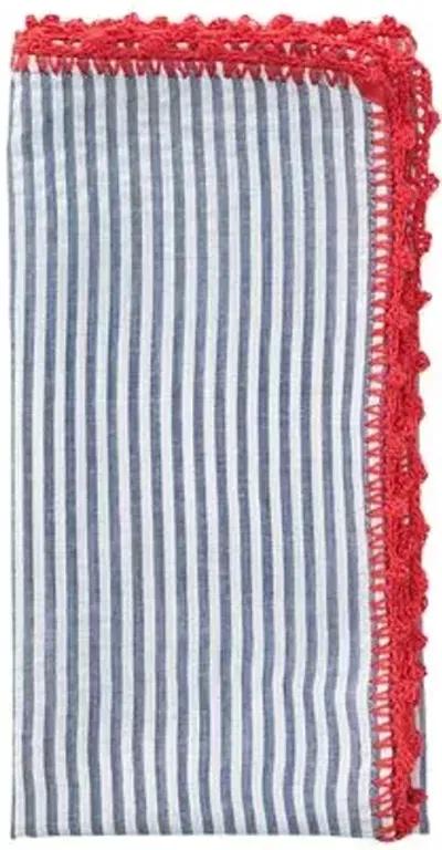 Set of 4 Seersucker Napkins - Kim Seybert - Red