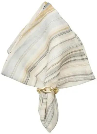 Set of 4 Marbled Napkins - Beige - Taupe & Gray - Kim Seybert - Multi