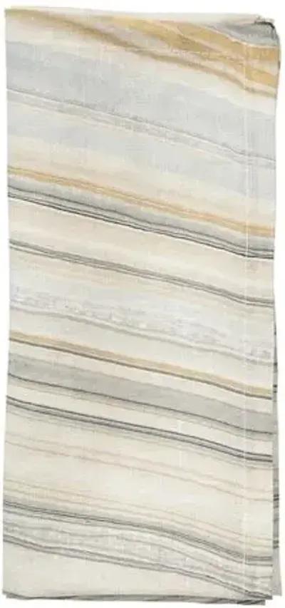 Set of 4 Marbled Napkins - Beige - Taupe & Gray - Kim Seybert - Multi