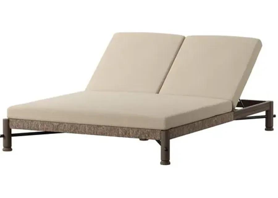 Finnegan Outdoor Double Chaise - Amber Lewis x Four Hands - White - Comfortable, Sturdy, Stylish