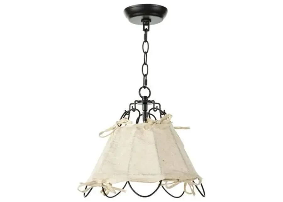 Birdie Small Linen Pendant - Black/Ivory - Regina Andrew