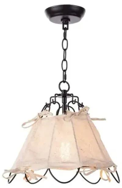 Birdie Small Linen Pendant - Black/Ivory - Regina Andrew