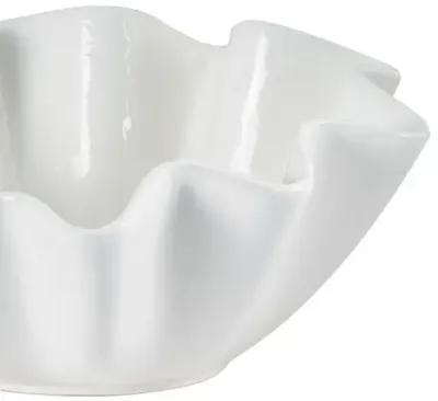 Ruffle Ceramic Large Bowl - White - Regina Andrew