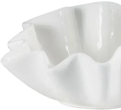 Ruffle Ceramic Large Bowl - White - Regina Andrew