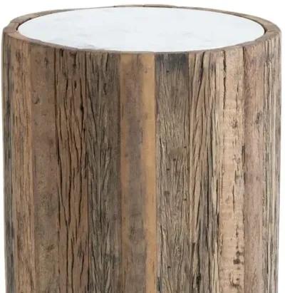 Eli Marble Top & Reclaimed Wood Side Table - Regina Andrew - Brown