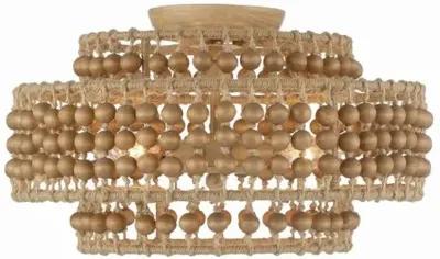 Silas 4 Light Beaded Semi Flush Mount - Natural Jute - Crystorama - Silver