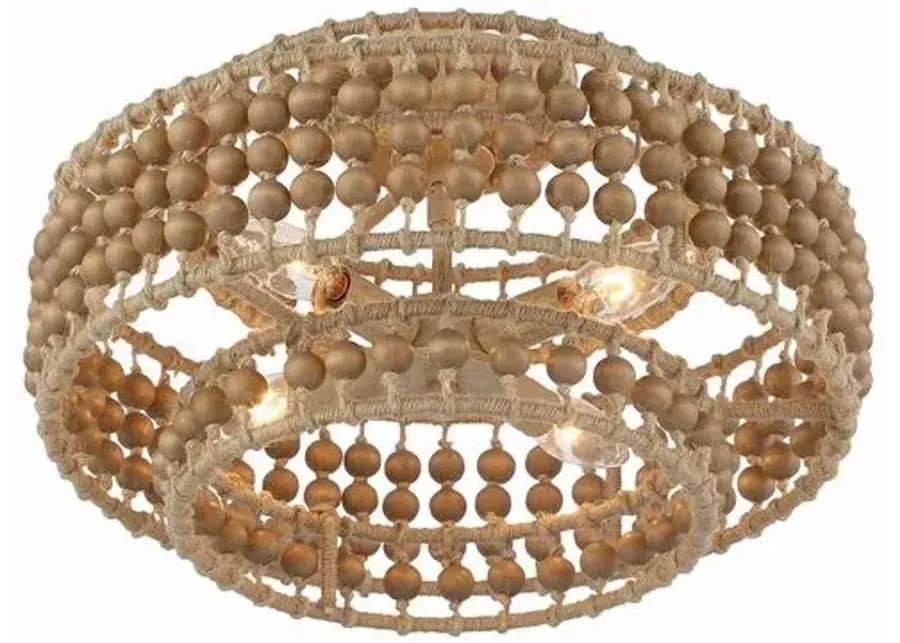 Silas 4 Light Beaded Semi Flush Mount - Natural Jute - Crystorama - Silver