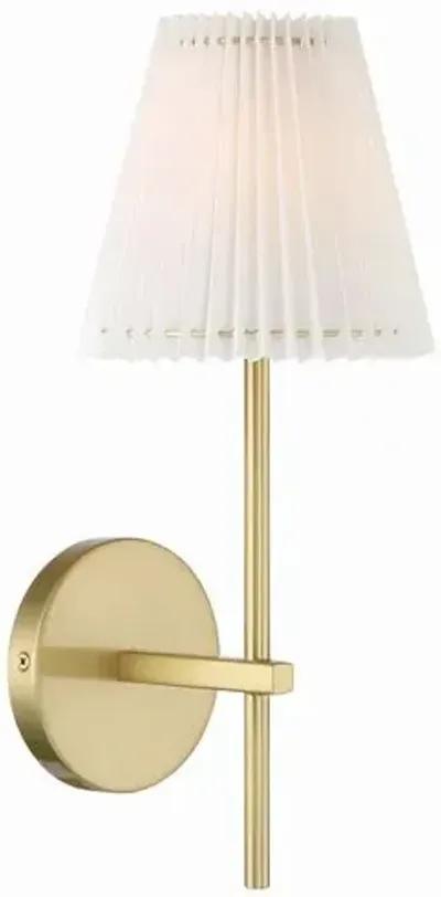 Gamma 1 Light Pleated Wall Sconce - Aged Brass - Crystorama - Gold