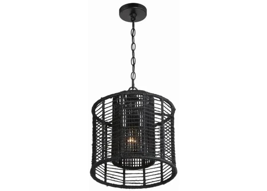 Jayna 1 Light Mini Pendant - Matte Black Jute - Crystorama