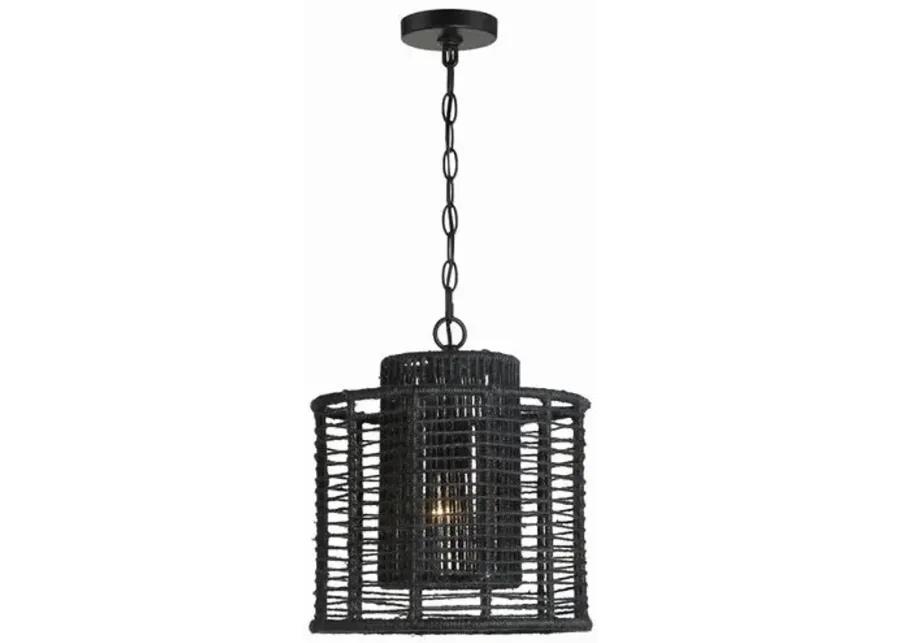 Jayna 1 Light Mini Pendant - Matte Black Jute - Crystorama