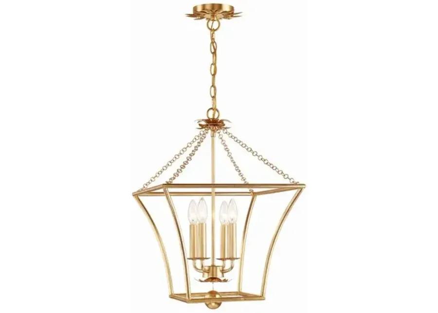 Broche 4 Light Mini Chandelier - Antique Gold - Crystorama