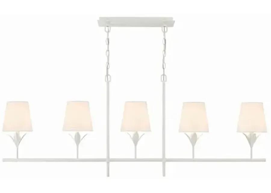 Broche 5 Light Linear Chandelier - Crystorama - White