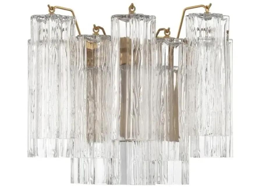 Addis 2 Light Glass Wall Sconce - Crystorama - Gold