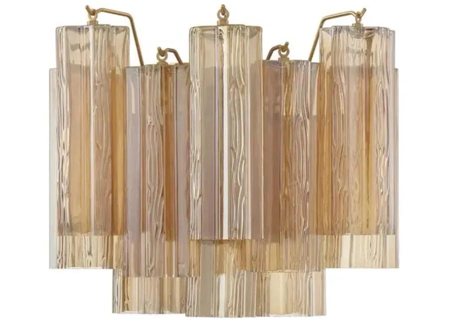 Addis 2 Light Glass Wall Sconce - Crystorama - Gold