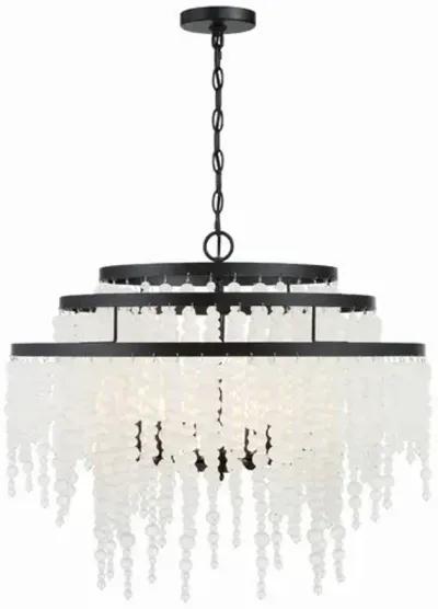 Poppy 6 Light Beaded Chandelier - Crystorama - Black