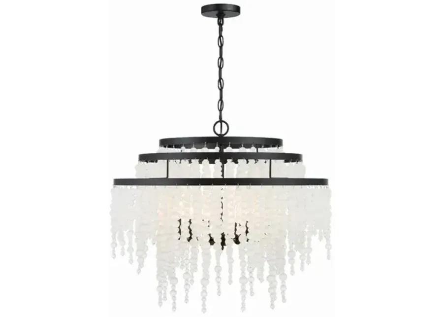 Poppy 6 Light Beaded Chandelier - Crystorama - Black