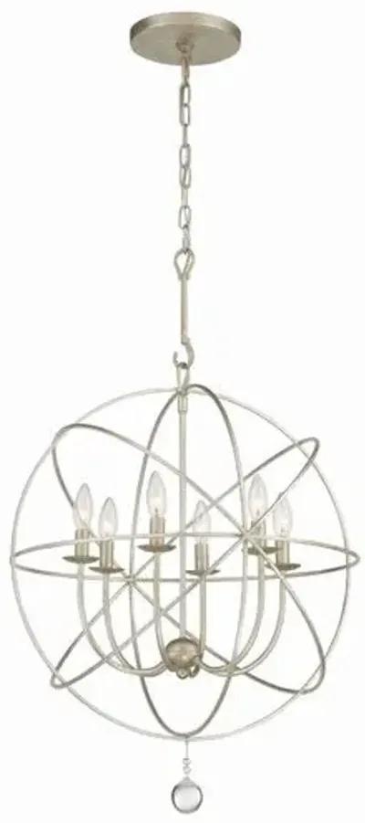 Solaris 6 Light Sphere Chandelier - Crystorama - Silver