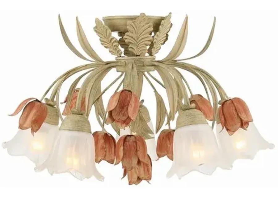 Southport 5 Light Floral Semi Flush Mount - Crystorama - Pink