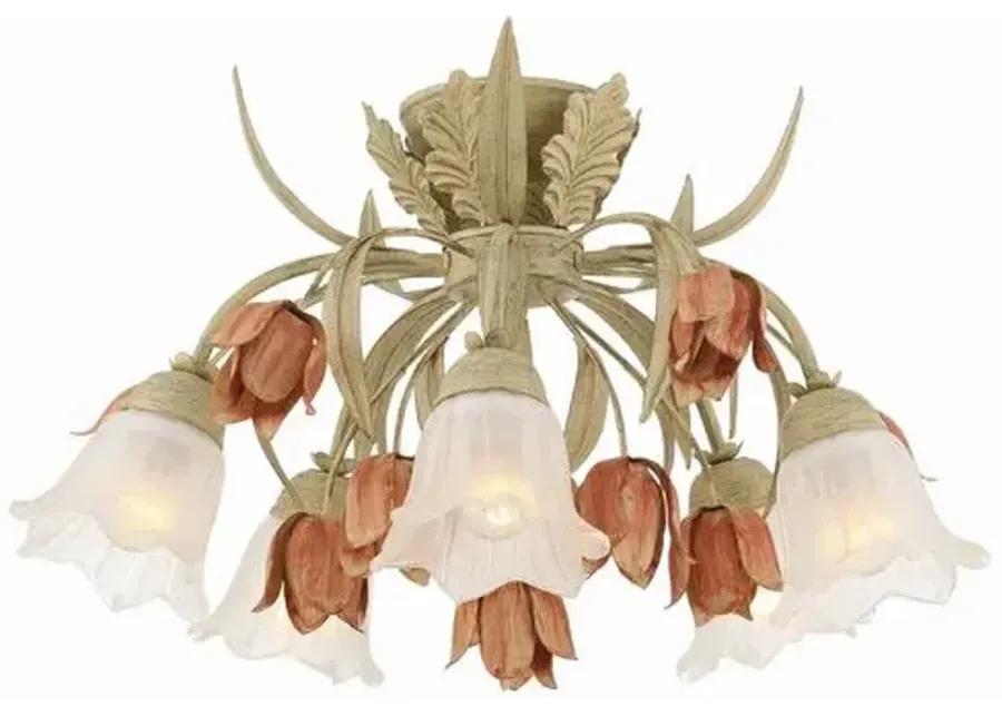 Southport 5 Light Floral Semi Flush Mount - Crystorama - Pink