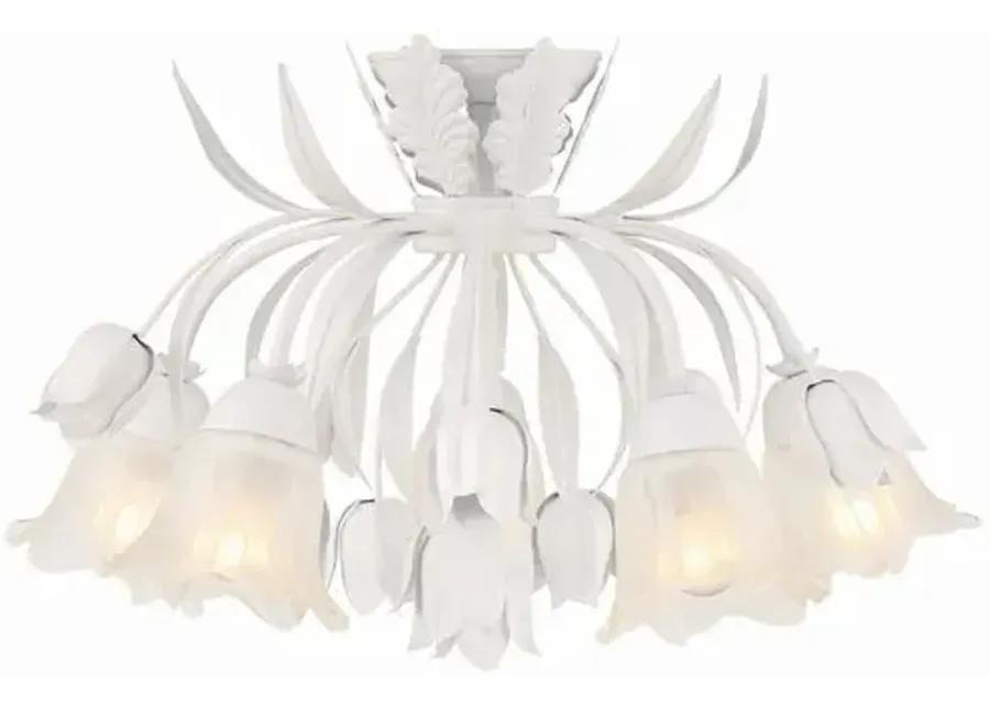 Southport 5 Light Floral Semi Flush Mount - Crystorama - White