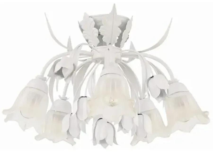 Southport 5 Light Floral Semi Flush Mount - Crystorama - White