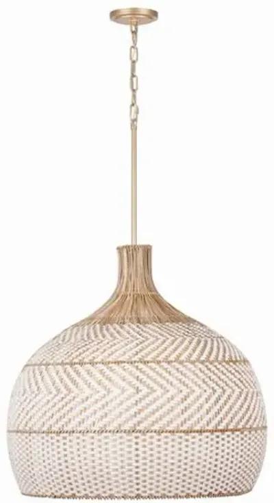 Zanzibar Rattan Chandelier - Natural/Soft Gold - Crystorama - Handcrafted