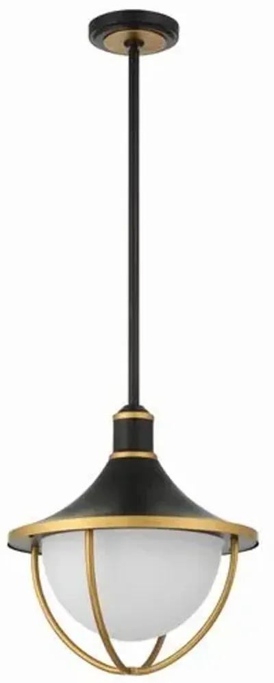 Atlas 3 Light Outdoor Pendant - Matte Black/Textured Gold - Crystorama