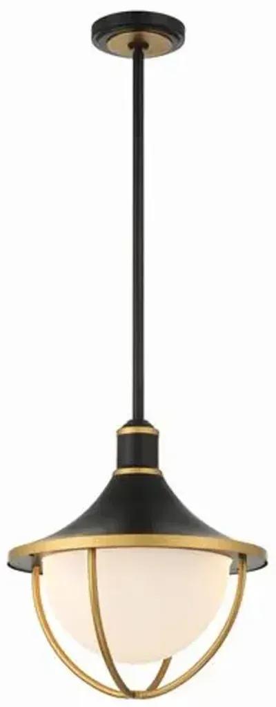 Atlas 3 Light Outdoor Pendant - Matte Black/Textured Gold - Crystorama