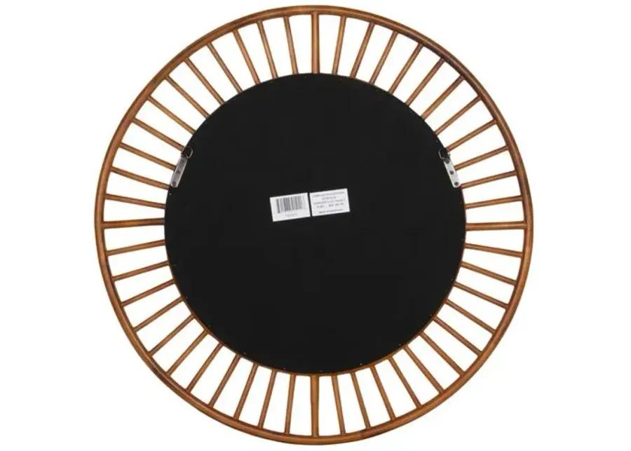 Riley Rattan Round Wall Mirror - Brown