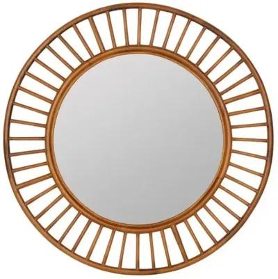 Riley Rattan Round Wall Mirror - Brown